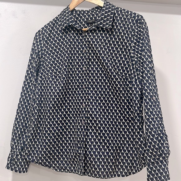 Talbots Tops - Talbots Cotton Dog Print Pattern Long Sleeve Button Up Shirt, Size 12P